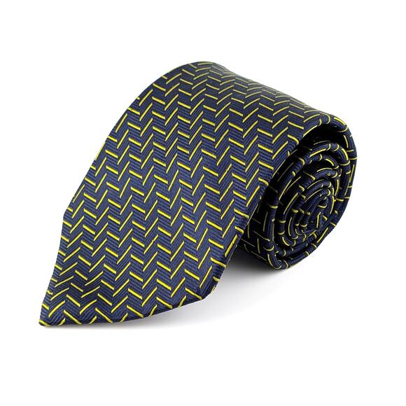 Brooks Brothers Makers Silk Tie Geometric Classic Prep Quiet Luxury Navy Citron - Picture 1 of 8
